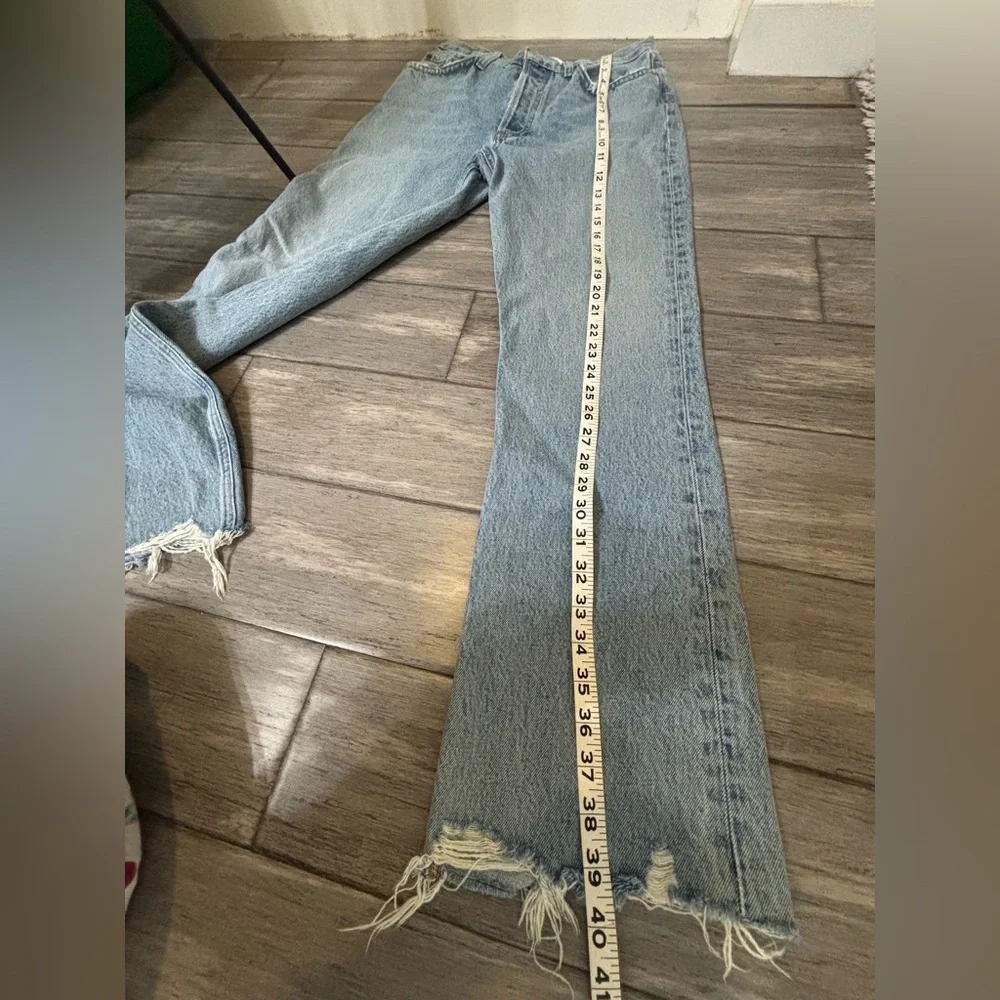 Agolde Curio Mid Rise Relaxed Boot Organic Cotton Distressed Jeans - Picture 11 of 12